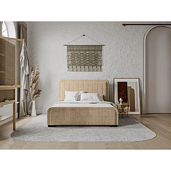 Vente-Unique Lit coffre 160 x 200 cm - Tissu - Beige - SERENA II