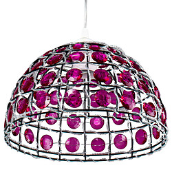 Corep Abat jour Suspension Lustre suspendu Perles rose fuschia Plafonnier moderne