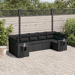 Maison Chic Ensemble Tables et chaises d'extérieur 7pcs avec coussins,Salon de jardin noir résine tressée -GKD760197