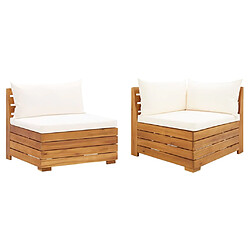 vidaXL Salon de jardin 2 pcs avec coussins bois d'acacia solide