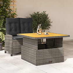 Maison Chic Ensemble à manger d'extérieur 2 pcs avec coussins,Salon de jardin,Mobilier de jardin gris rotin -GKD215560