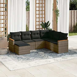 vidaXL Salon de jardin avec coussins 7 pcs gris résine tressée