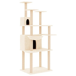 Arbre à chat avec griffoirs,niche pour chat en sisal Crème 166 cm -MN64766