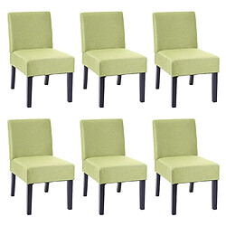 Decoshop26 Lot de 6 chaises à manger en tissu vert pieds en bois design simple siège extra long 04_0000842