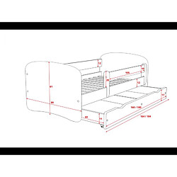 Lit babydreams 2 bleu Raton laveur tiroir et matelas inclus 180/80