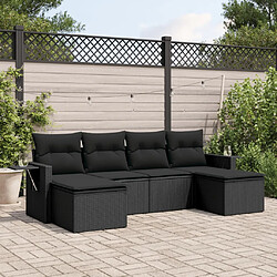 vidaXL Salon de jardin 6 pcs avec coussins noir résine tressée 