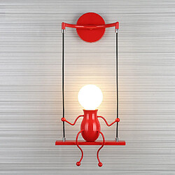 Acheter Stoex Applique Murale Simple Poupée De Mode Balançoire Enfants Lampe Mur Moderne Gens Fer Salon Chambre Créative Lumière (Rouge)