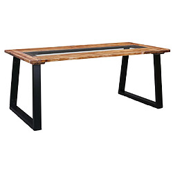 vidaXL Table à manger 180x90x75 cm Bois d'acacia massif et verre