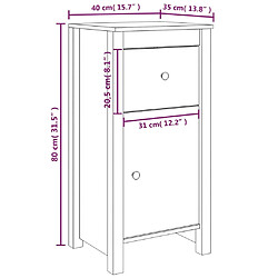 vidaXL Buffet Noir 40x35x80 cm Bois massif de pin pas cher