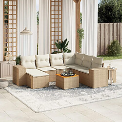 vidaXL Salon de jardin avec coussins 8 pcs beige résine tressée 