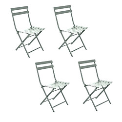 Hesperide Lot de 4 chaises de jardin pliables en métal Greensboro - Olive