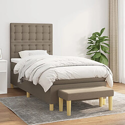 vidaXL Sommier à lattes de lit avec matelas Taupe 100x200 cm Tissu