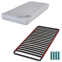 Ebac Matelas mousse + Sommier métal C39 90x190 Montana - Hauteur 18 cm - Soutien équilibré 