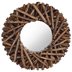 Maison Chic Miroir mural | Miroir Décoration pour Maison Salle de Bain 40 cm Teck Rond -GKD44242