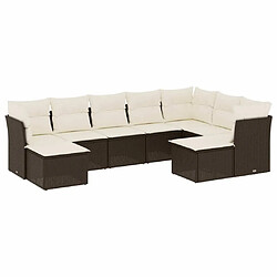 vidaXL Salon de jardin avec coussins 9 pcs marron résine tressée