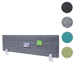 Mendler Cloison de table HWC-G76, panneau d'affichage, avec clips, tissu / textile avec gaufrage ~ 100x30cm gris