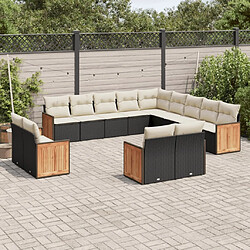 Maison Chic Salon de jardin avec coussins 13 pcs | Ensemble de Table et chaises | Mobilier d'Extérieur noir résine tressée -GKD48100