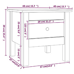 vidaXL Table d'appoint Noir 40x40x39 cm Bois massif de pin pas cher