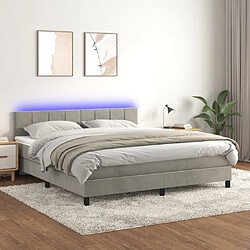 Sommier à lattes LED,Cadre à lattes de lit avec matelas pour Adulte Gris clair 180x200 cm -MN72284