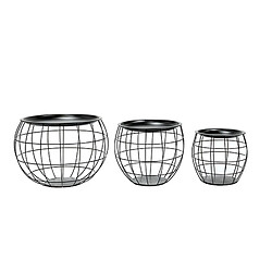 INTEMPORA Lot de 3 tables d'appoint ou tables gigogne ronde effet boule en Métal - Noir Intempora - Lot de 3 tables d'appoint ou tables gigogne ronde effet boule en Métal - Noir - Design