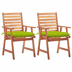 Maison Chic Lot de 2 Chaises à dîner d'extérieur avec coussins | Fauteuil chaises à manger d'extérieur Acacia massif -GKD48944