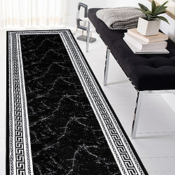 RUGSX Tapis, le tapis de couloir GLOSS moderne 2813 87 élégant, cadre, grec noir gris 80x200 cm pas cher