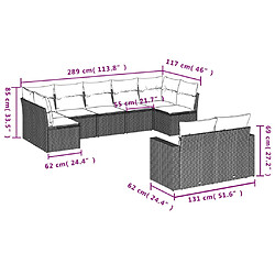 Avis vidaXL Salon de jardin avec coussins 9 pcs beige résine tressée