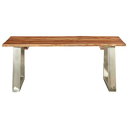 vidaXL Table basse 100x60x40 cm Bois d'acacia et acier inoxydable