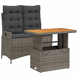 Maison Chic Ensemble à manger d'extérieur 2 pcs avec coussins,Salon de jardin,Mobilier de jardin gris rotin -GKD437053