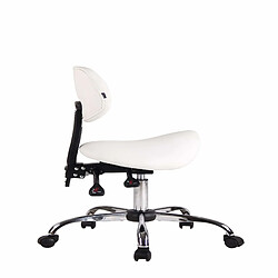 Decoshop26 Tabouret de travail avec assise en forme de selle cheval ajustable et pivotant blanc TABO10073/2