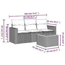 vidaXL Salon de jardin avec coussins 4pcs mélange beige résine tressée pas cher