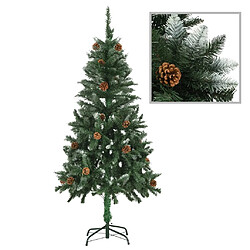 vidaXL Sapin de Noël avec pommes de pin et paillettes blanches 150 cm 