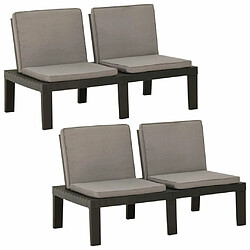 Avis Maison Chic Lot de 2 Bancs jardin avec coussins | Banc d'extérieur | Chaise Plastique Gris -GKD86302