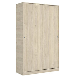 Pegane Armoire à portes coulissantes coloris naturel - Longueur 120 x Profondeur 50 x Hauteur 204 cm 