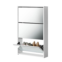 Meuble à Chaussure Lund Miroir 103 x 63 x 17cm Blanc [en.casa] Lund Miroir