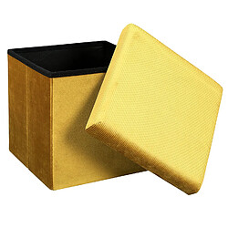 Avis The Home Deco Factory Pouf coffre pliable en velours design Giulia - L. 38 x H. 38 cm - Jaune moutarde