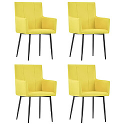 vidaXL Chaises à manger avec accoudoirs lot de 4 jaune tissu