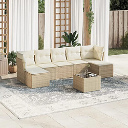 Maison Chic Salon de jardin avec coussins 8 pcs | Ensemble de Table et chaises | Mobilier d'Extérieur beige résine tressée -GKD27483