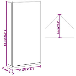 vidaXL Armoire de bain à miroir d'angle chêne 30x24x60 cm pas cher