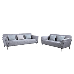 Ensemble 2 Canapés 2/3 Places Tissu Calabria Pärumm 185x90x80 cm/230x90x80 cm Gris Pierre