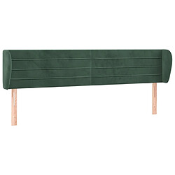 Tête de lit scandinave avec oreilles,meuble de chambre Vert foncé 163x23x78/88 cm Velours -MN49549