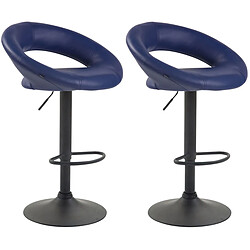 Decoshop26 Lot de 2 tabourets de bar en synthétique bleu design moderne base métal aspect chromé TDB10539