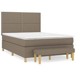 vidaXL Sommier à lattes de lit avec matelas Taupe 140x200 cm Tissu