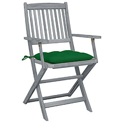 Maison Chic Lot de 2 Chaises pliables d'extérieur avec coussins | Chaises de jardin | Fauteuil Relax Bois d'acacia -GKD10976