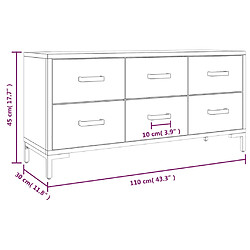 vidaXL Armoire de rangement Noir 110x30x45 cm Bois de pin massif pas cher