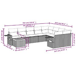 Avis vidaXL Salon de jardin 10 pcs avec coussins noir résine tressée