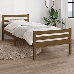 vidaXL Cadre de lit sans matelas marron miel bois massif 75x190 cm