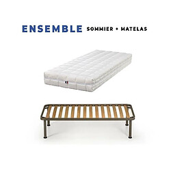 King Of Dreams Matelas 80x200 + Sommier Démonté + pieds + Oreiller Mémoire Offerts Latex Naturel 80 Kg m3 Hauteur 21 cm Soutien Ferme