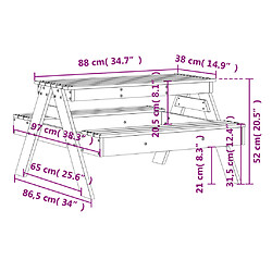 vidaXL Table de pique-nique pour enfants blanc bois massif de pin pas cher