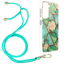 Avizar Coque Samsung Galaxy S21 Plus Motif géométrique avec Cordon Amovible turquoise